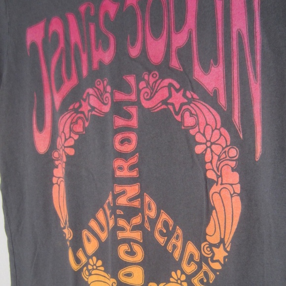 Janis Joplin Rainbow Peace Sign Women's T-Shirt - Picture 2 of 3